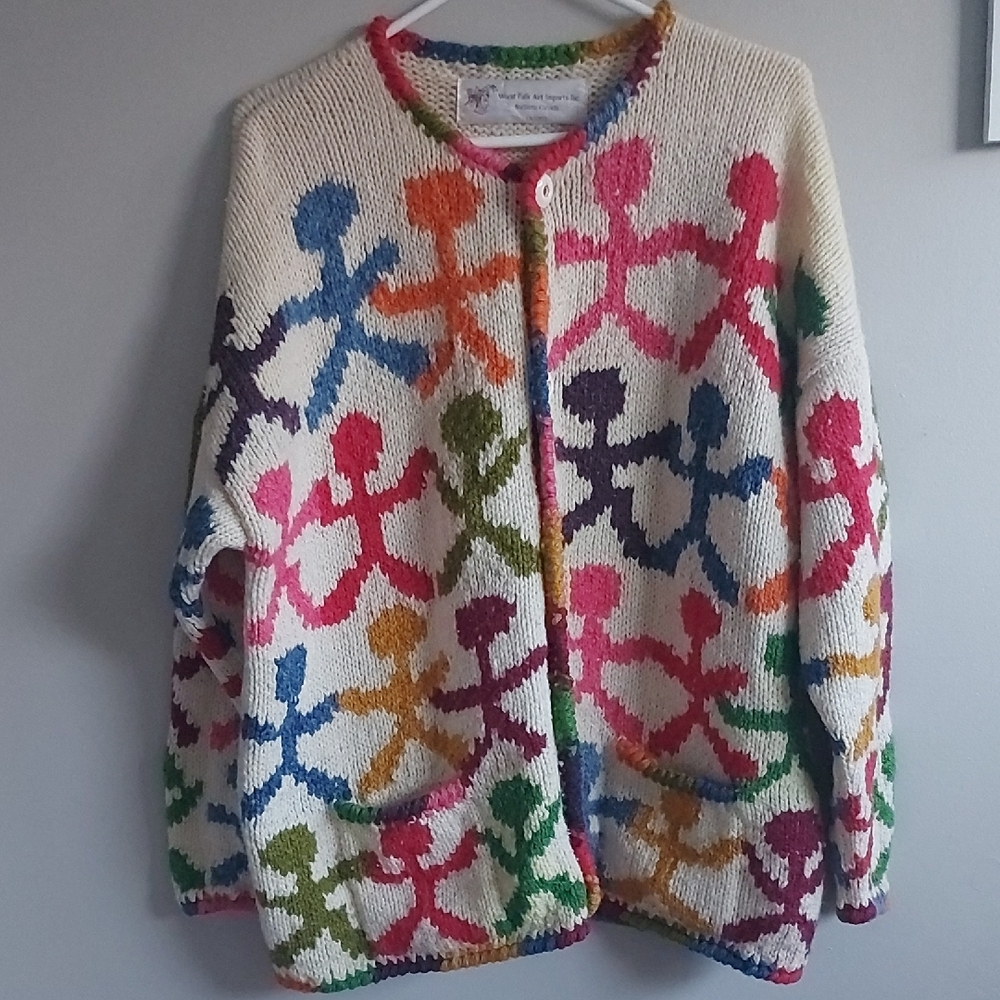 Vintage Multicolor Graphic Women's Cardigan